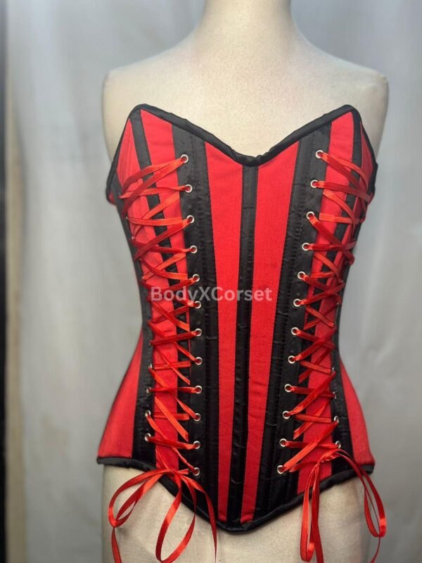 Red & Black Overbust Corset: Gothic Steampunk Waist Training Sexy Lingerie Steampunk Costume