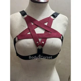 Pentagram Harness Bra: Gothic Lingerie, Rave Festival Top