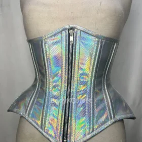 Holographic Snake Skin Corset: Steel Boned Rave Festival Top