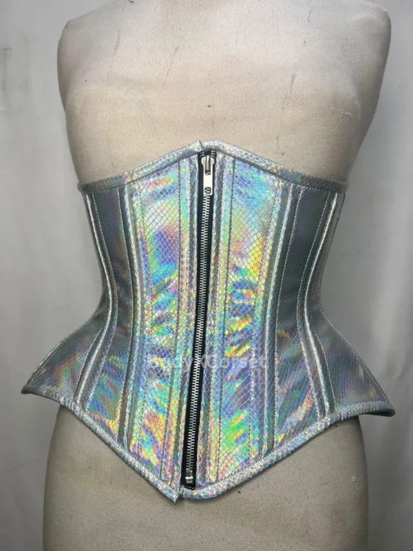Holographic Snake Skin Corset: Steel Boned Rave Festival Top