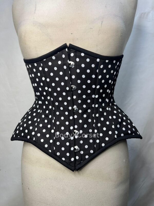 Vintage Polka Dot Corset: Steel Boned Underbust Waist Trainer