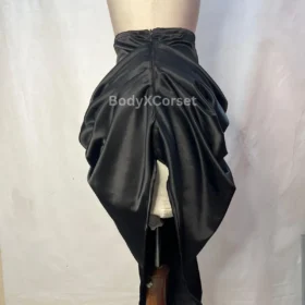 Handmade Black Satin Bustle Skirt: Gothic Victorian Steampunk Cosplay LARP, Burlesque
