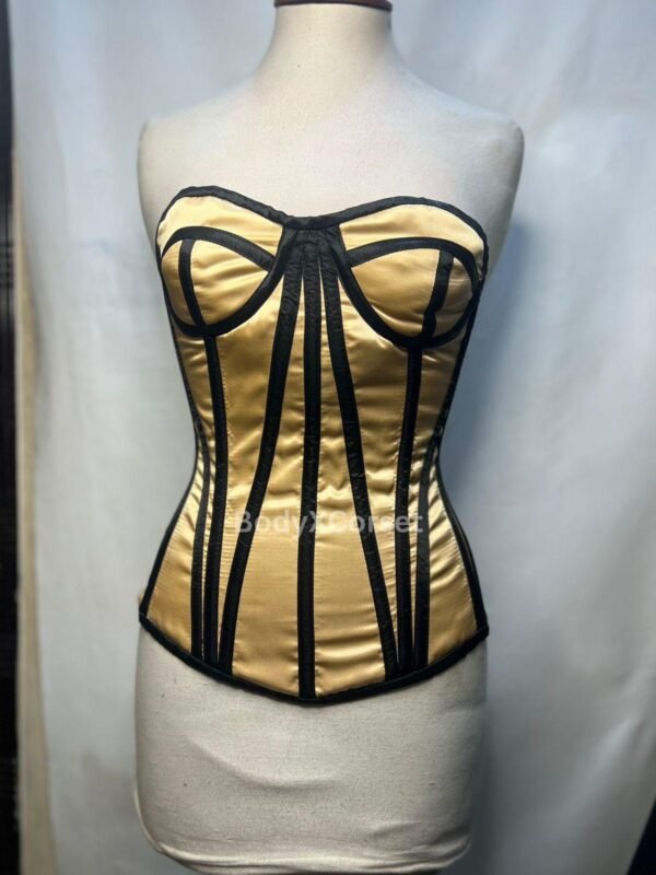 Gold Satin Corset Top: Gothic Steampunk Boned Bustier