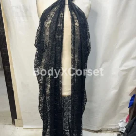 Black Sheer Lace Cape: Gothic Bridal Shawl, Burlesque Cover-Up
