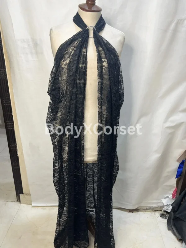 Black Sheer Lace Cape: Gothic Bridal Shawl, Burlesque Cover-Up