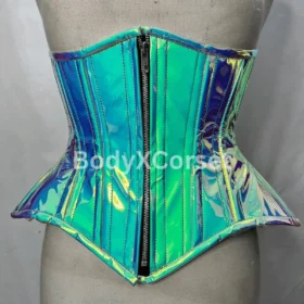 Holographic PVC Overbust Corset: Steel Boned Rave Festival Top