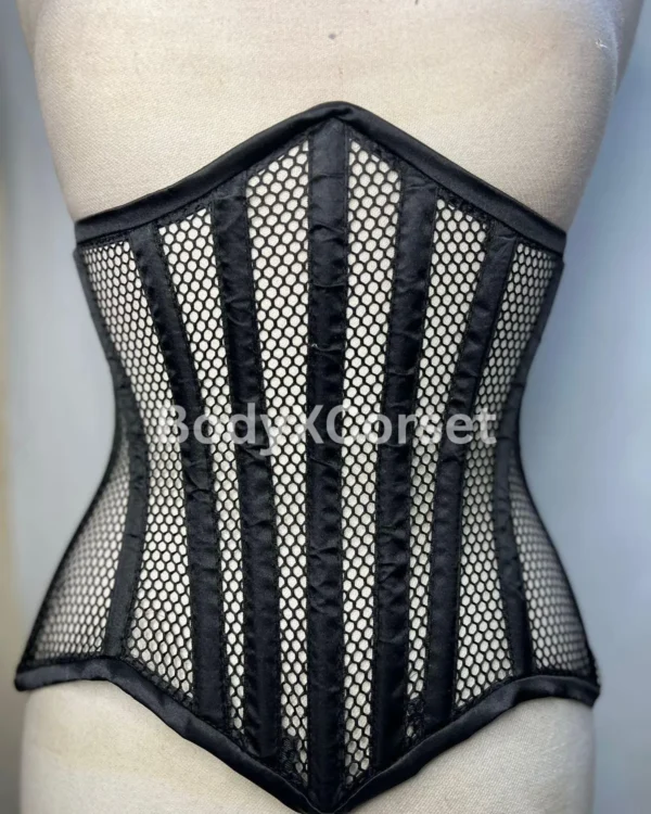 Black Mesh Underbust Corset – Steel Boned Waist Trainer
