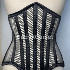 Black Mesh Underbust Corset – Steel Boned Waist Trainer