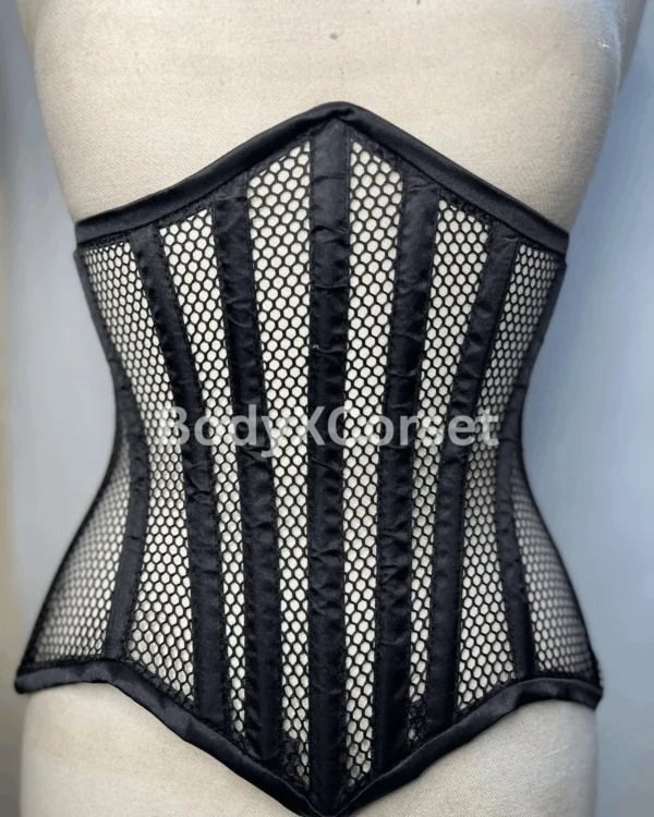 Black Mesh Underbust Corset – Steel Boned Waist Trainer