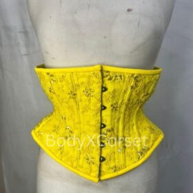 Embroidered Yellow Half Corset: Sequin & Beaded Wedding Waspie