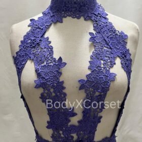 Gothic Lace Halter Bralette Backless Sheer Lingerie Crop Top | Punk Festival Harness Bra Burlesque Bra for Women