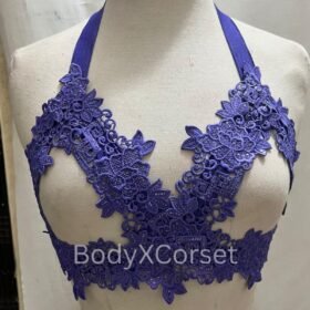 Strappy Lace Halter Bralette Top Gothic Fashion Crop Top Sheer Backless Lingerie Top Steampunk Burlesque Harness Bra