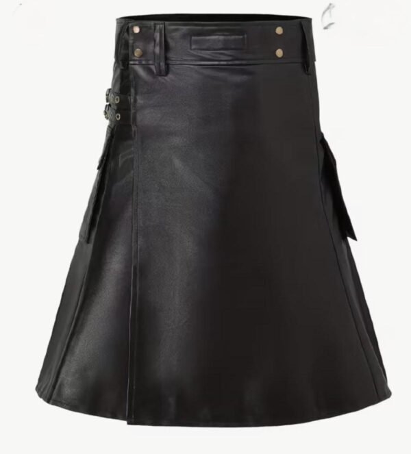 Black Leather Pleated Kilt Gothic Punk Unisex Skirt
