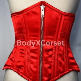 Red Satin Underbust Corset: Steampunk Burlesque Waist Trainer