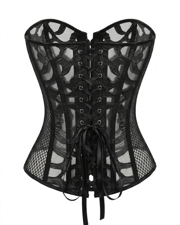 Black Mesh Gothic Overbust Corset curvycorset.com