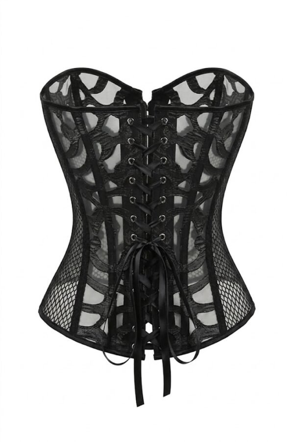 Black Mesh Gothic Overbust Corset curvycorset.com