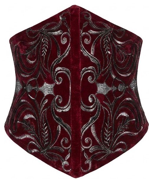Red Velvet Embroidered Underbust Gothic Corset curvycorset.com