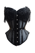 Black Gothic Overbust Beaded Corset for Women curvycorset.com