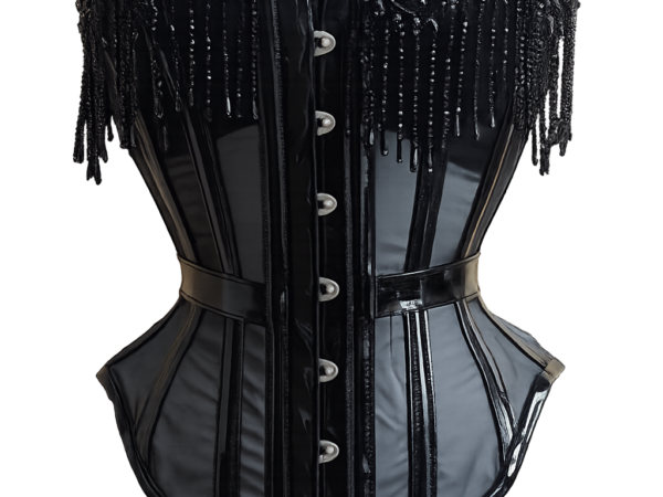 Black Gothic Overbust Beaded Corset for Women curvycorset.com