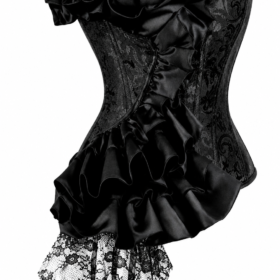 Black Gothic Ruffle Overbust Corset curvycorset.com