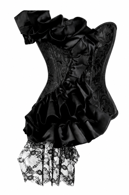 Black Gothic Ruffle Overbust Corset curvycorset.com