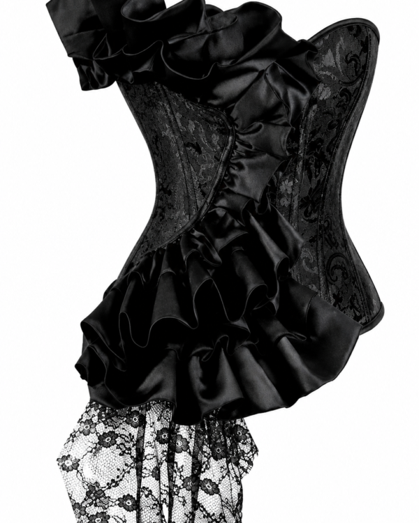 Black Gothic Ruffle Overbust Corset curvycorset.com