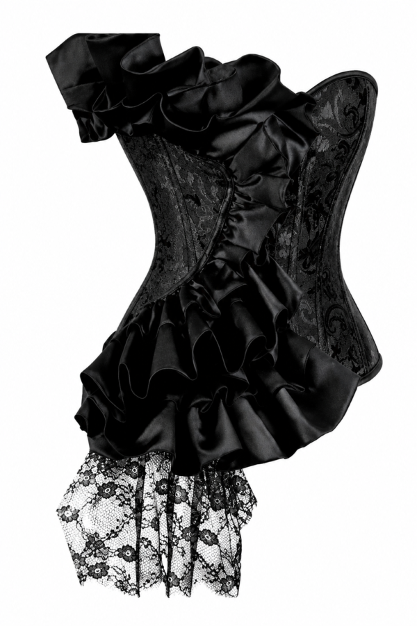 Black Gothic Ruffle Overbust Corset curvycorset.com