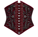 Red Velvet Embroidered Underbust Gothic Corset curvycorset.com