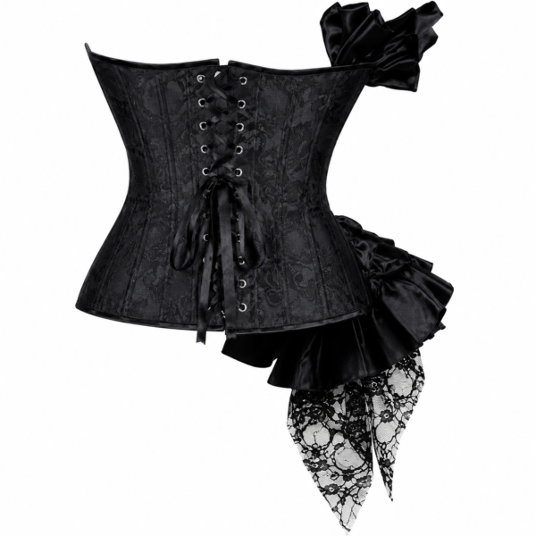 Black Gothic Ruffle Overbust Corset curvycorset.com