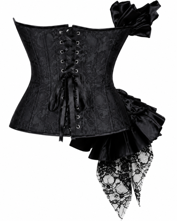 Black Gothic Ruffle Overbust Corset curvycorset.com