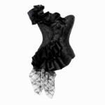 Black Gothic Ruffle Overbust Corset curvycorset.com