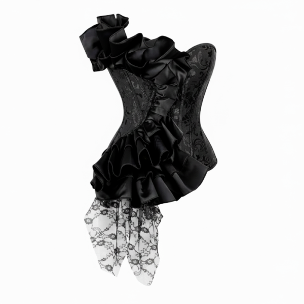 Black Gothic Ruffle Overbust Corset curvycorset.com