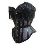 Black Gothic Overbust Beaded Corset for Women curvycorset.com